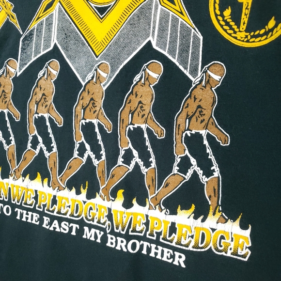 Vintage Prince Hall Mason Pledge Brotherhood Freemason Masonic Art T-shirt - Picture 6 of 12